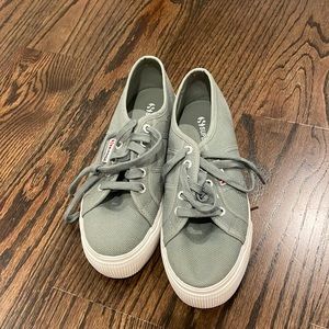 Superga platform shoes. Size 7.5 womens. Greenish/grey color